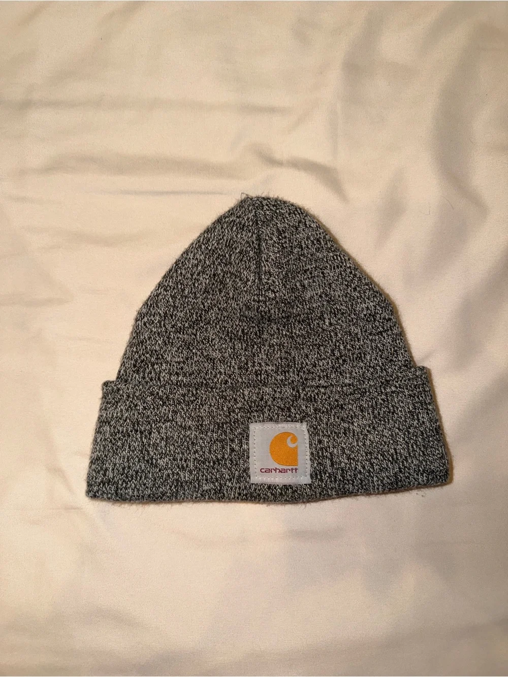 Carhartt Heather Gray Knit Cuffed Beanie with Logo Patch
